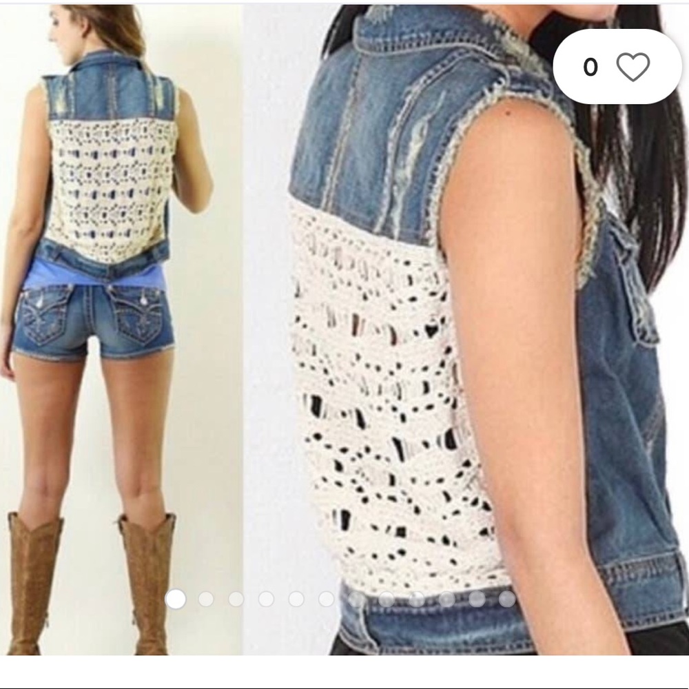 Free People boho denim vest, size S
